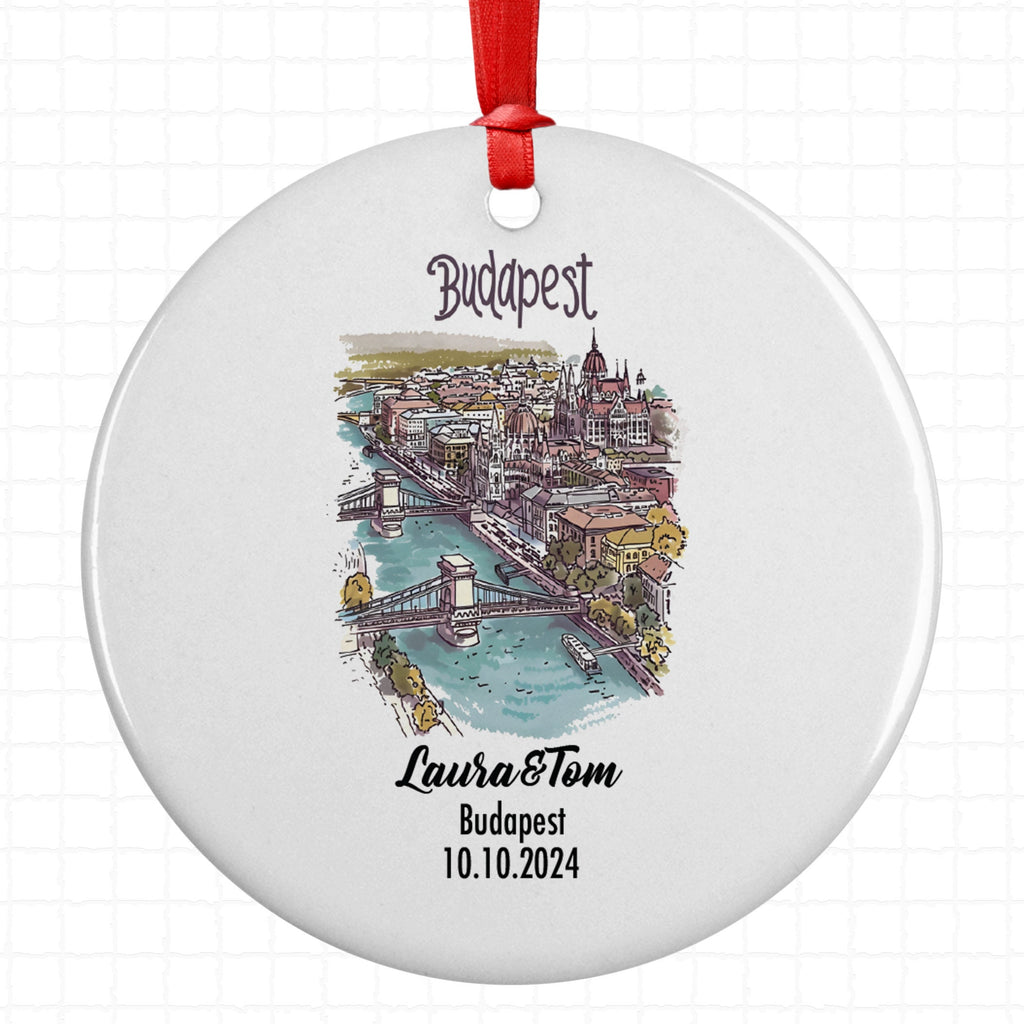 Budapest, Hungary, Ornament, Engagement, Married, Travel, Gift for Engaged Couple, Engagement Gift, Trip, Vacation Souvenir