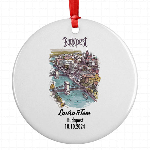 Budapest, Hungary, Ornament, Engagement, Married, Travel, Gift for Engaged Couple, Engagement Gift, Trip, Vacation Souvenir