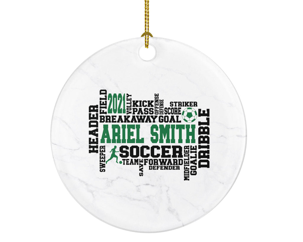 Soccer Playing Christmas Ornament Personalized- Goal Keeper Saver Coach Team Player Gift Gamer Sports Match Champion - Female Male Girl Boy