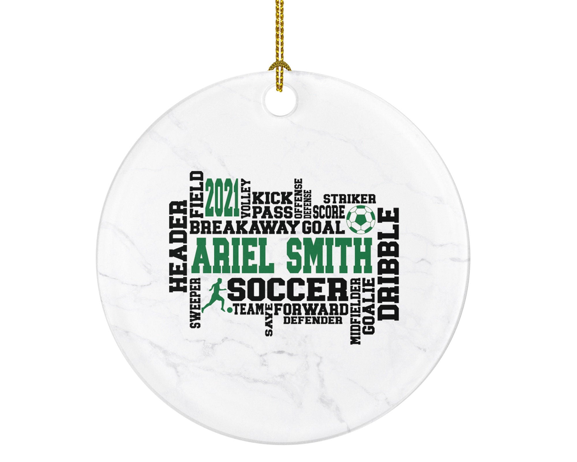Soccer Playing Christmas Ornament Personalized- Goal Keeper Saver Coach Team Player Gift Gamer Sports Match Champion - Female Male Girl Boy