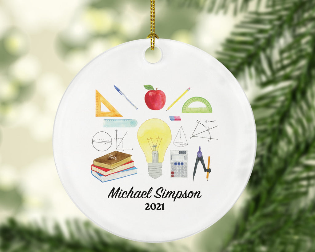 Math Teacher Christmas Ornament Personalized, Math Teacher Christmas Tree Ornament, Math Teacher Christmas Tree Decor