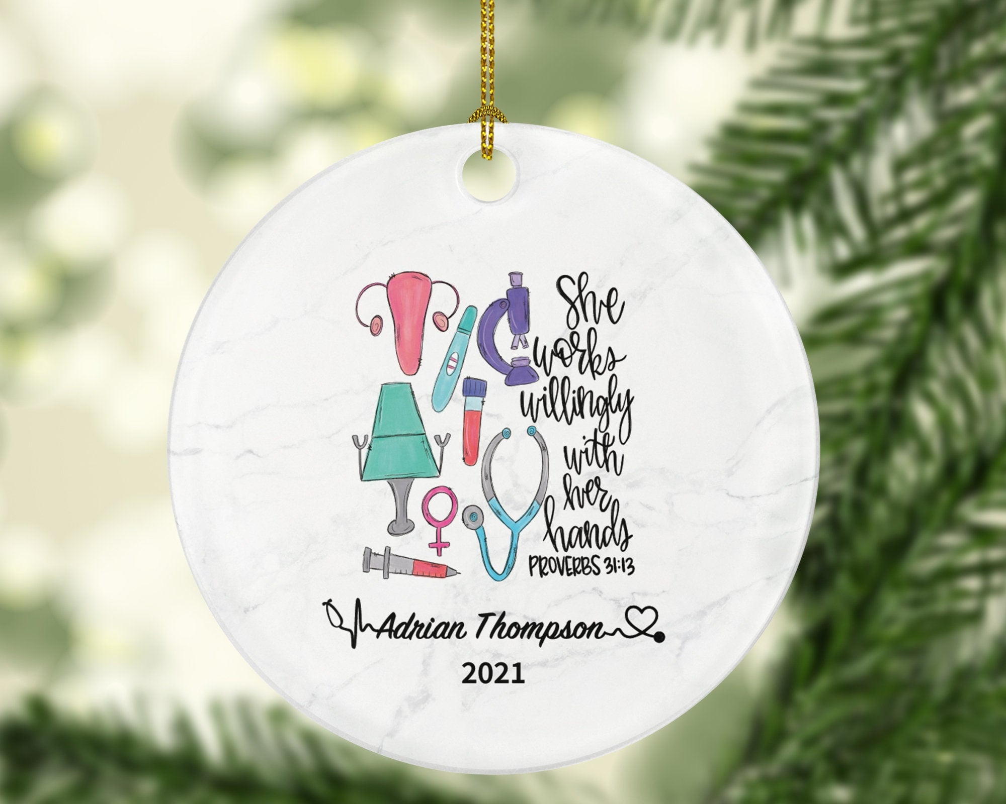 Obstetrician Gynecology Nurse Midwife Doctor Christmas Ornament Personalized - OB-GYN Obgyn Gynecologist - Medical Dr Gift for MD