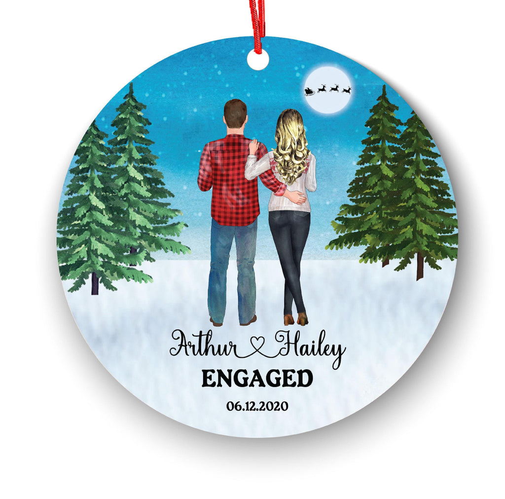 Personalized Engagement Ornament - Custom Date, Ceramic Holiday Keepsake