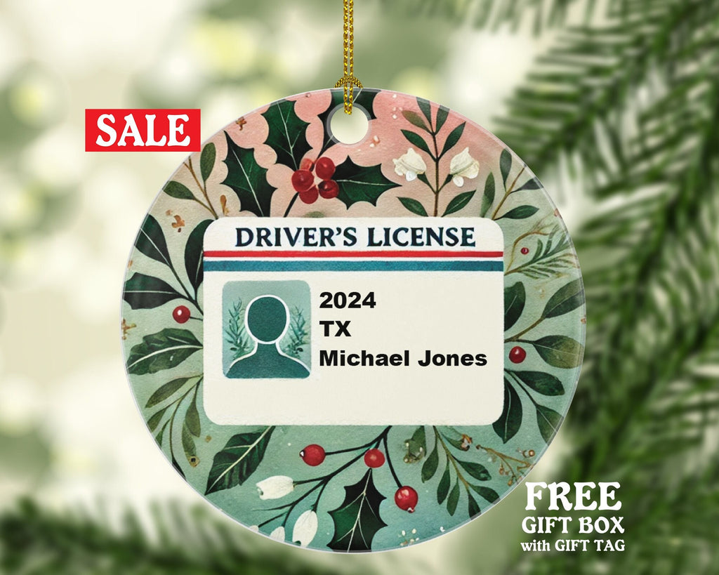 New Driver Christmas Ornament Personalized - Car Driving License Owner Driver's License Plate Custom Gift For Teenage