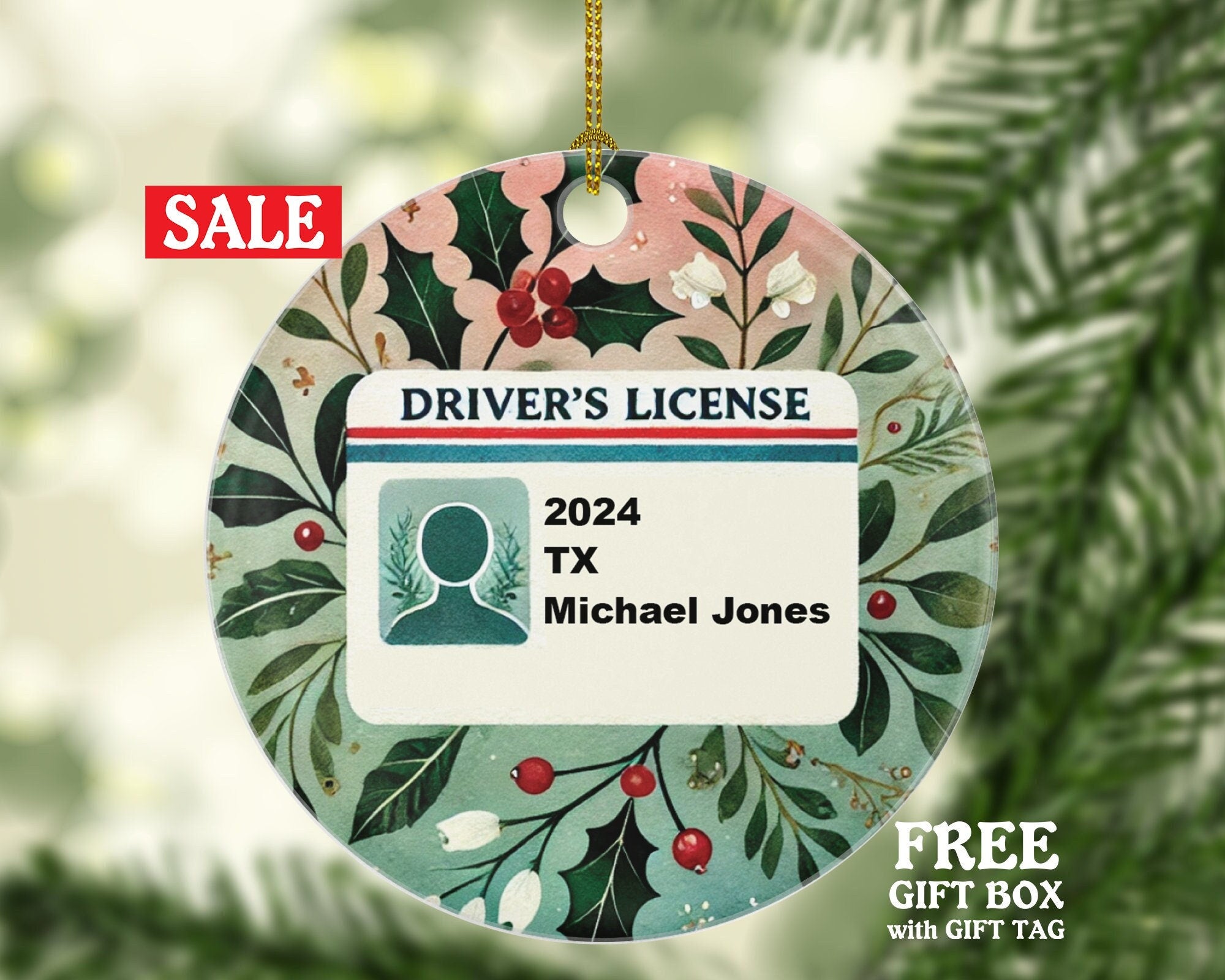 New Driver Christmas Ornament Personalized - Car Driving License Owner Driver's License Plate Custom Gift For Teenage