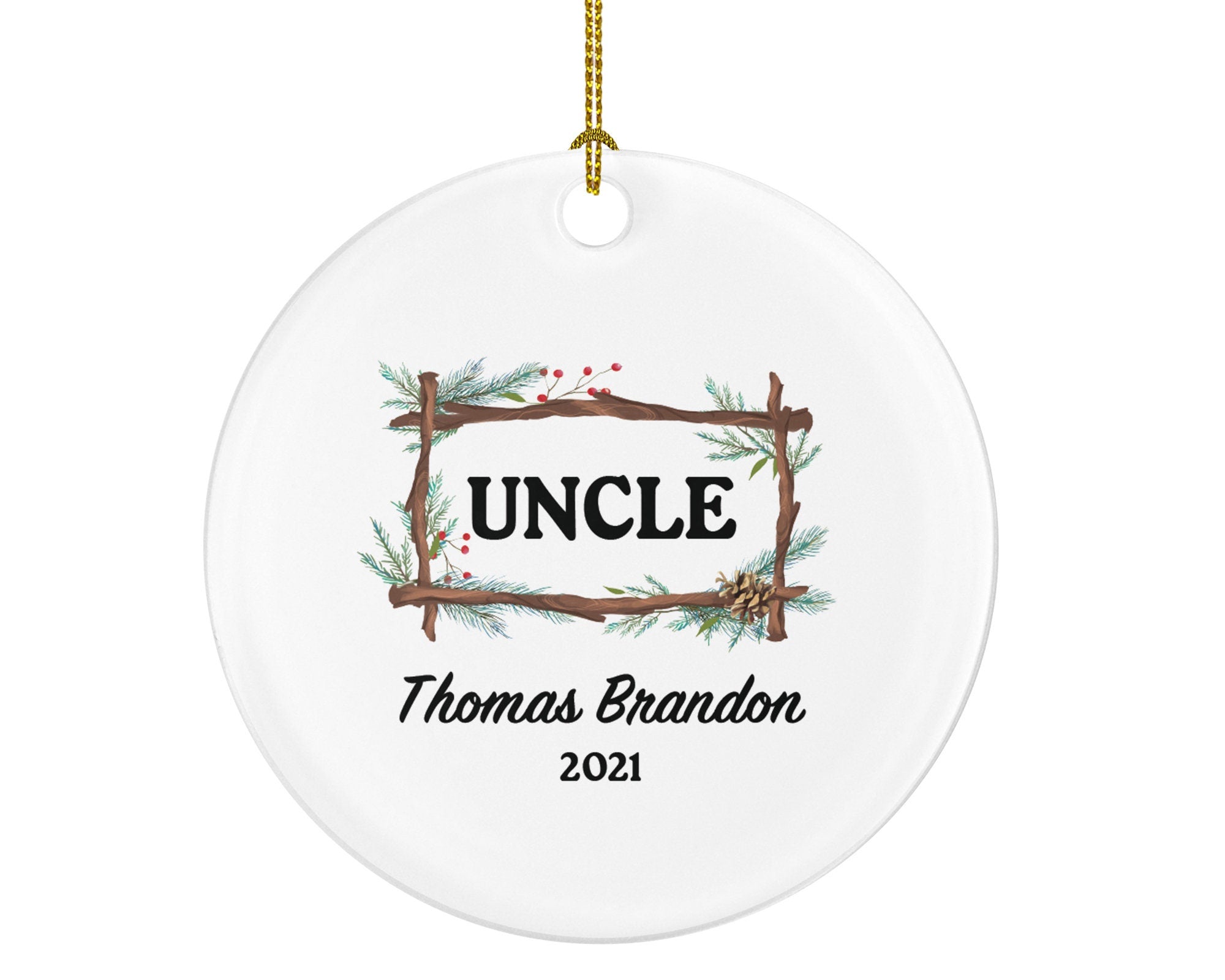 Uncle Personalized Christmas Ornament, Best Uncle Ever Custom Gift from Niece Nephew