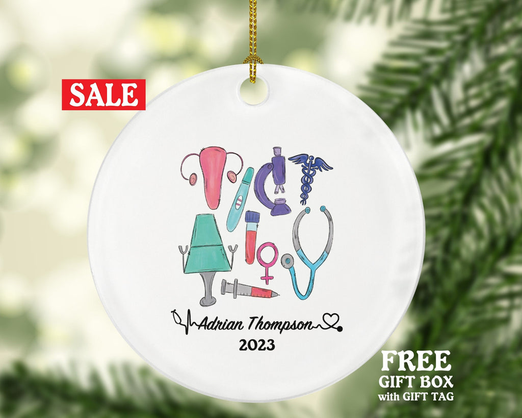 Obstetrician Gynecology Nurse Midwife Doctor Christmas Ornament Personalized - OB-GYN Obgyn Gynecologist - Medical Dr Gift for MD