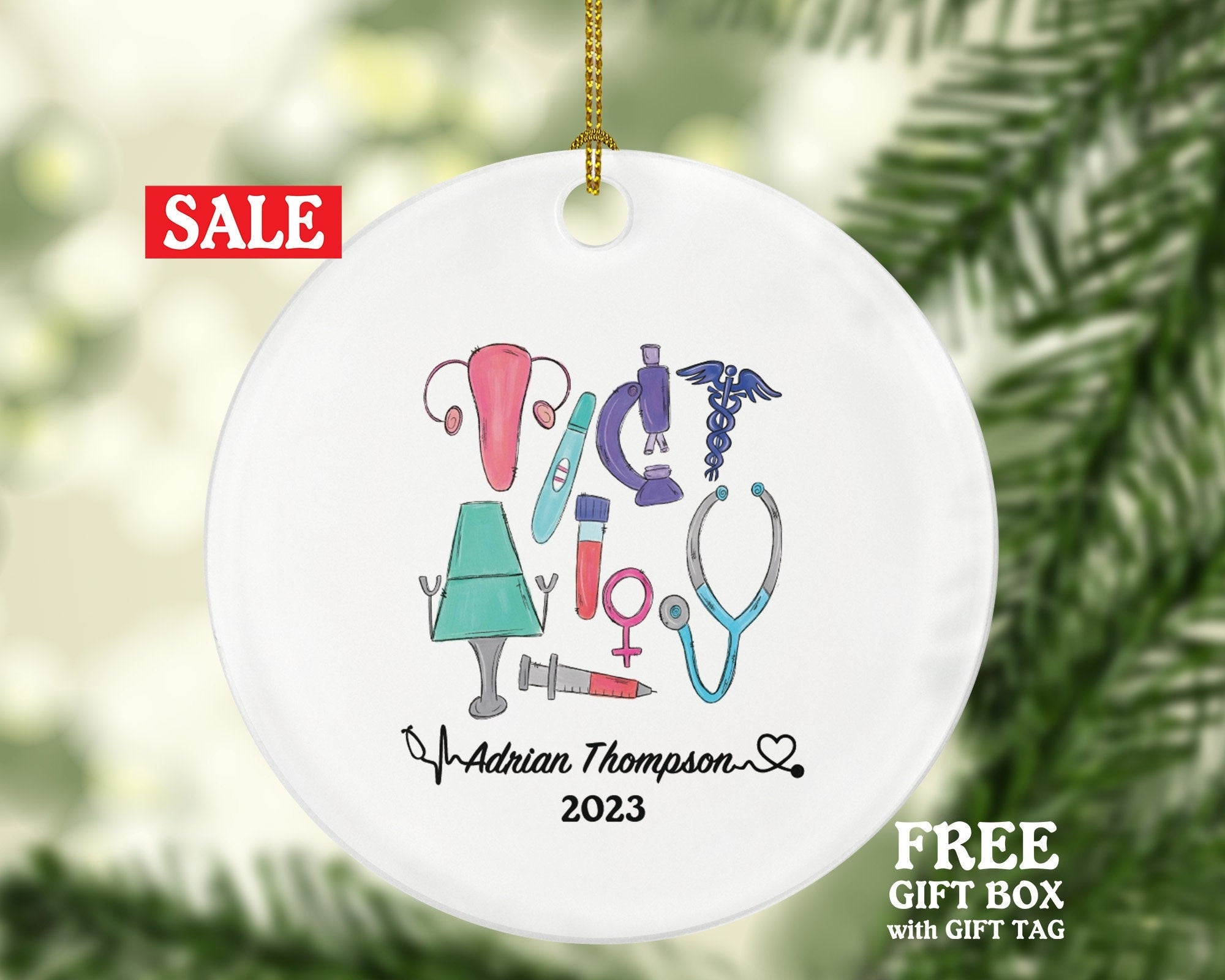 Obstetrician Gynecology Nurse Midwife Doctor Christmas Ornament Personalized - OB-GYN Obgyn Gynecologist - Medical Dr Gift for MD