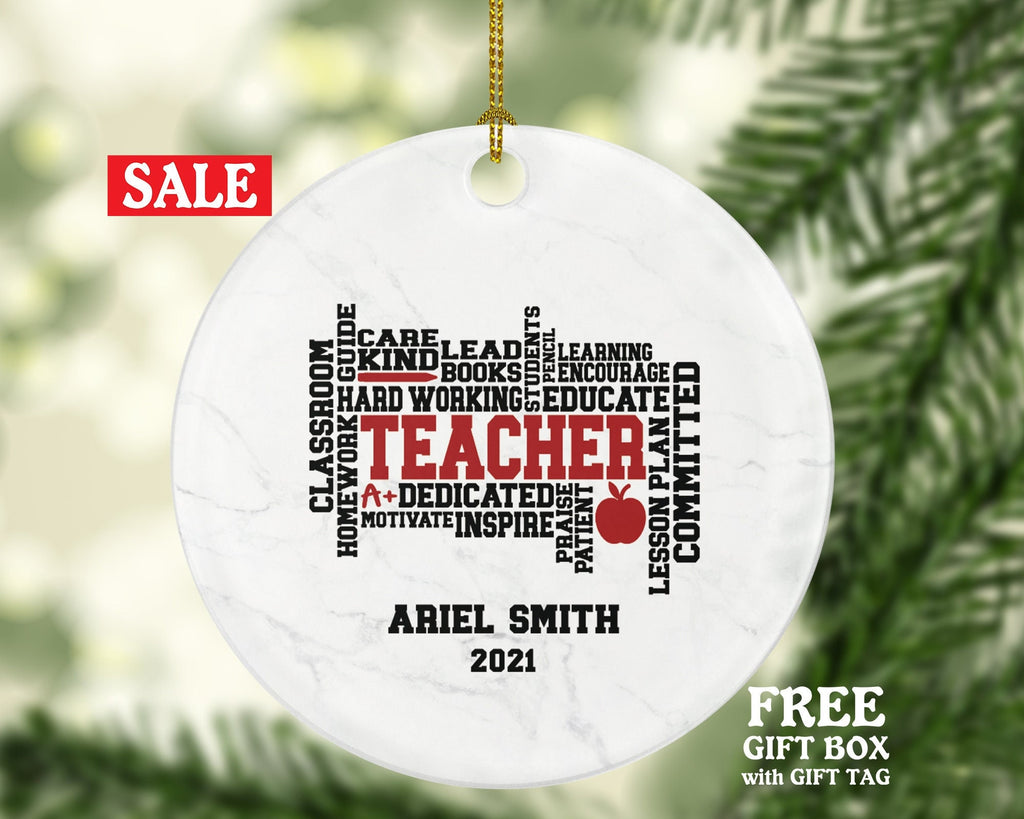 Outstanding Teacher Ornament Personalized - Custom Gift from Student Appreciation Mr Mrs School Graduate Graduation