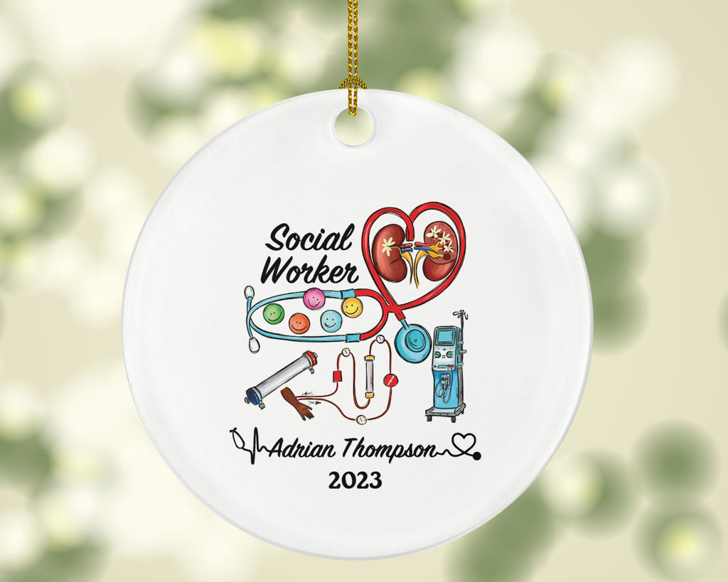 Dialysis Social Worker Christmas Ornament Personalized -  Urinary System Patient Employee Custom Name Year Gift