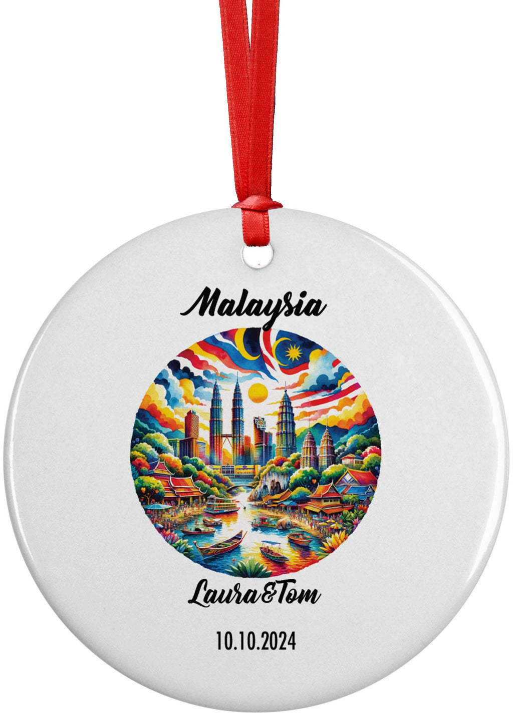Malaysia, Asia, Ornament, Engagement, Married, Travel, Gift for Engaged Couple, Engagement Gift, Trip, Vacation Souvenir