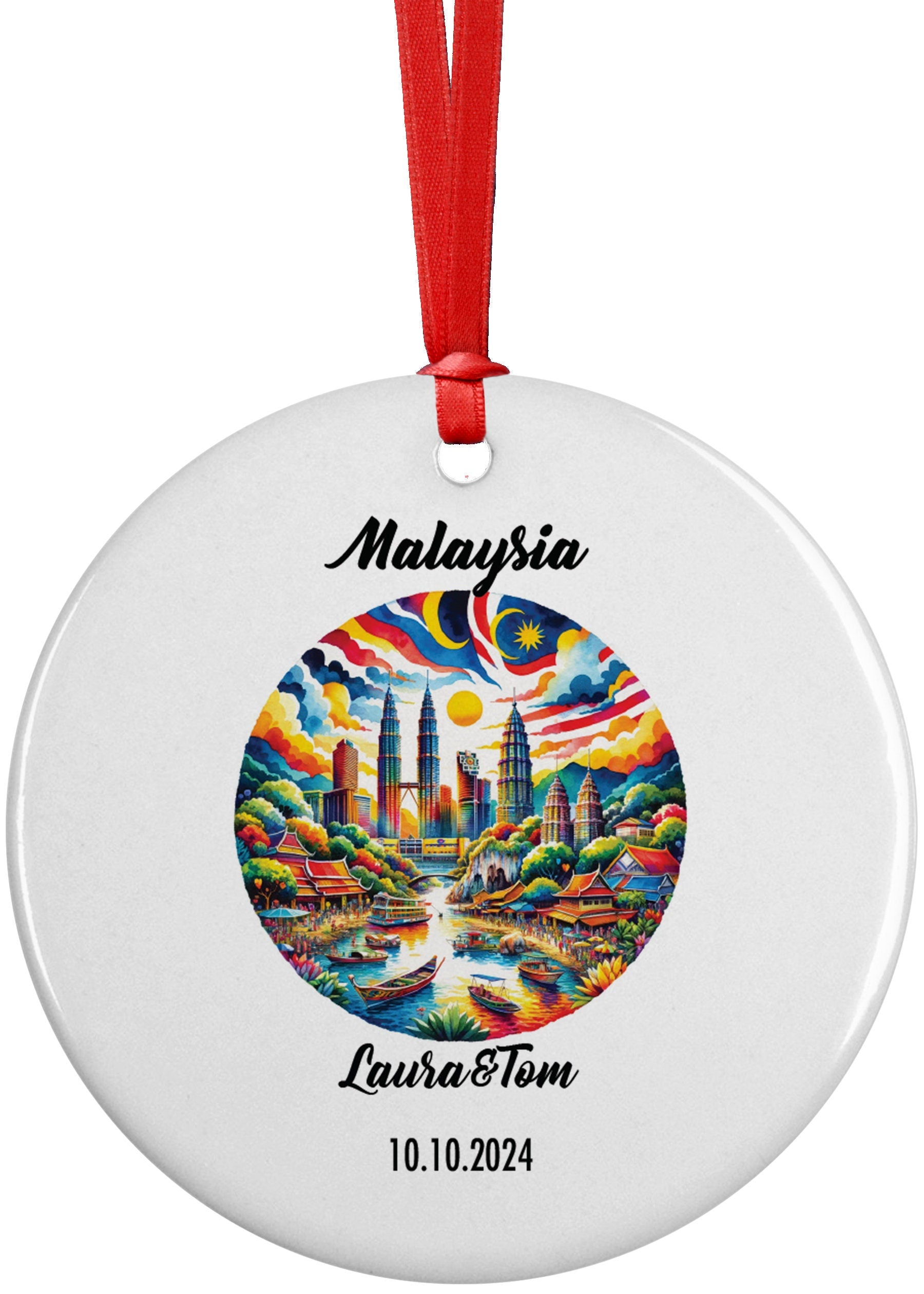 Malaysia, Asia, Ornament, Engagement, Married, Travel, Gift for Engaged Couple, Engagement Gift, Trip, Vacation Souvenir