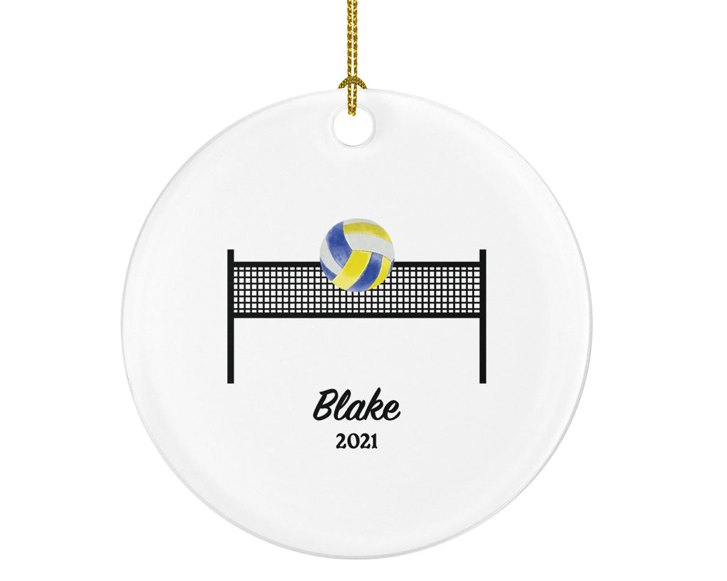 Volleyball Team Player Sports Christmas Ornament, Coach Gift Game Playing Personalized Gamer Custom Ball and Field with Name Fan Hobby