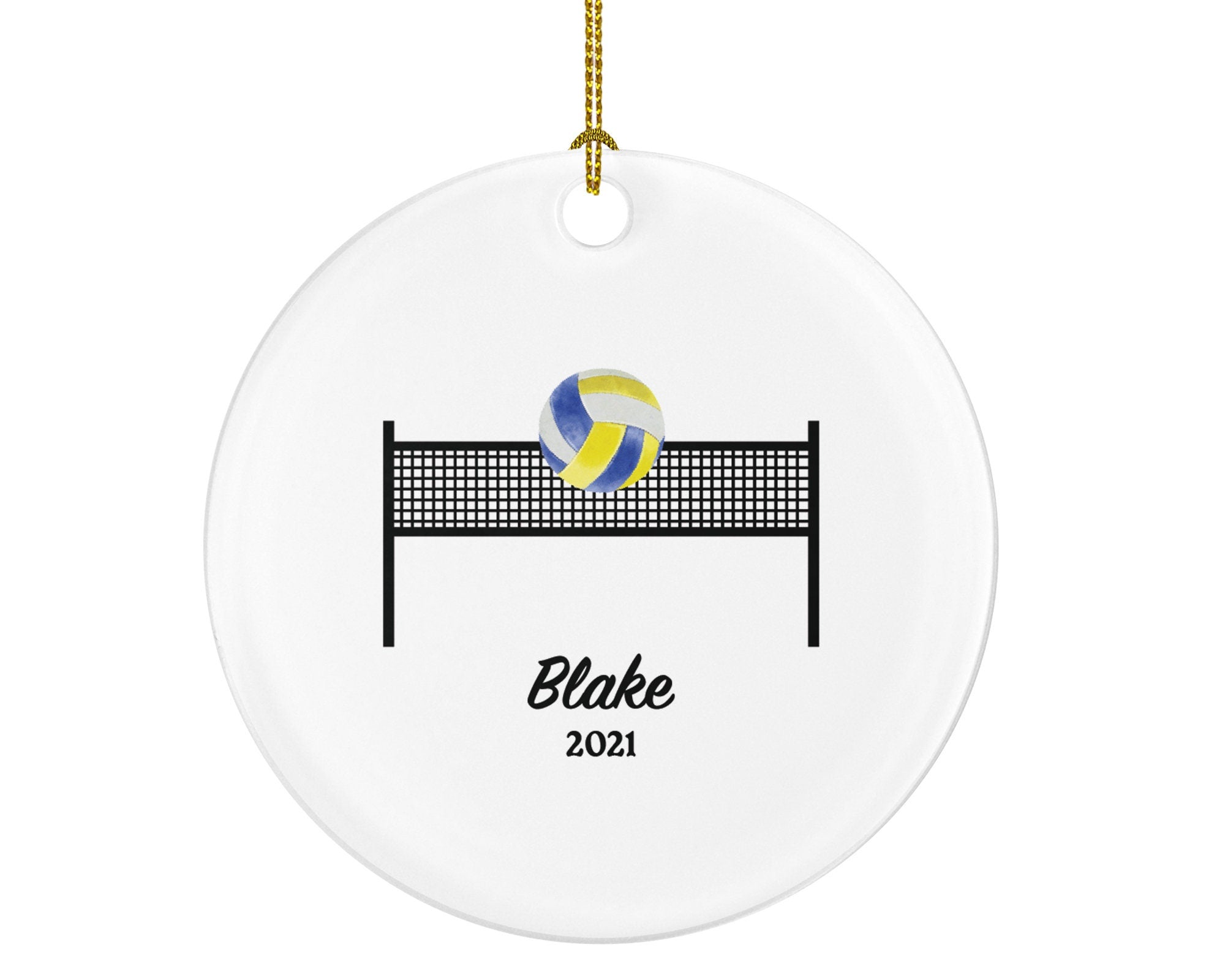 Volleyball Team Player Sports Christmas Ornament, Coach Gift Game Playing Personalized Gamer Custom Ball and Field with Name Fan Hobby