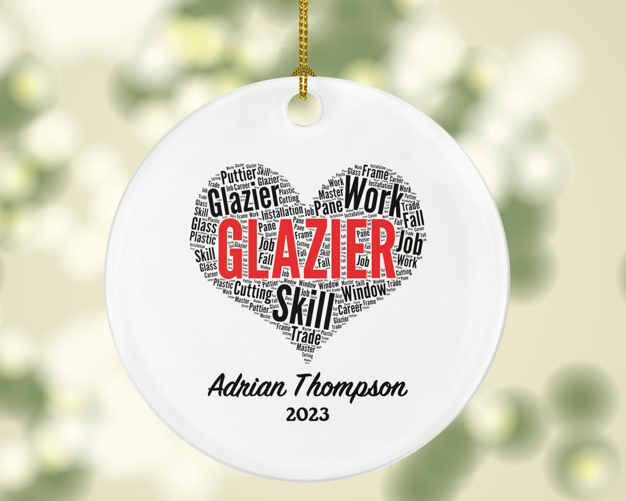 Glazier Christmas Ornament Personalized - Custom Gift with Name