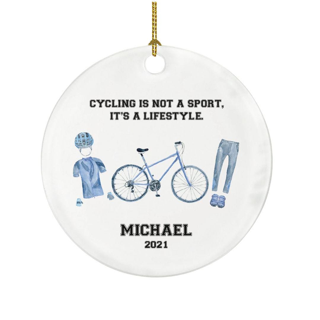 Riding Bicycle Personalized Christmas Ornament - Cyclist Riding Bike Girl Boy Female Male Cycling Gift