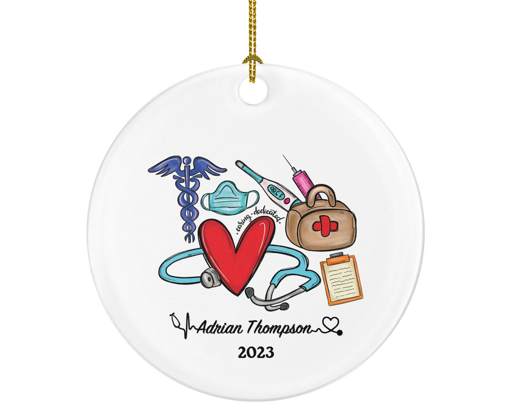 Doctor Christmas Ornament Personalized - Nurse Ambulance Aid Therapist Surgeon Medical Dr Physician Gift for MD RN - Custom Name Year