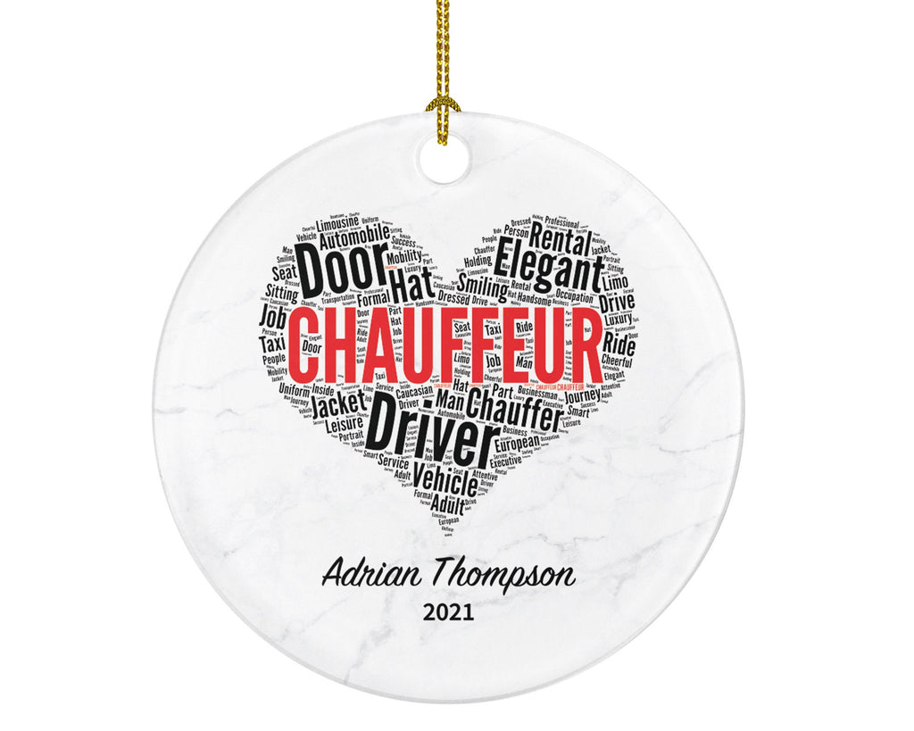 Chauffeur Christmas Ornament Personalized - Motor Vehicle Personal Vip Car Taxi Driver Gift - Custom Name Year