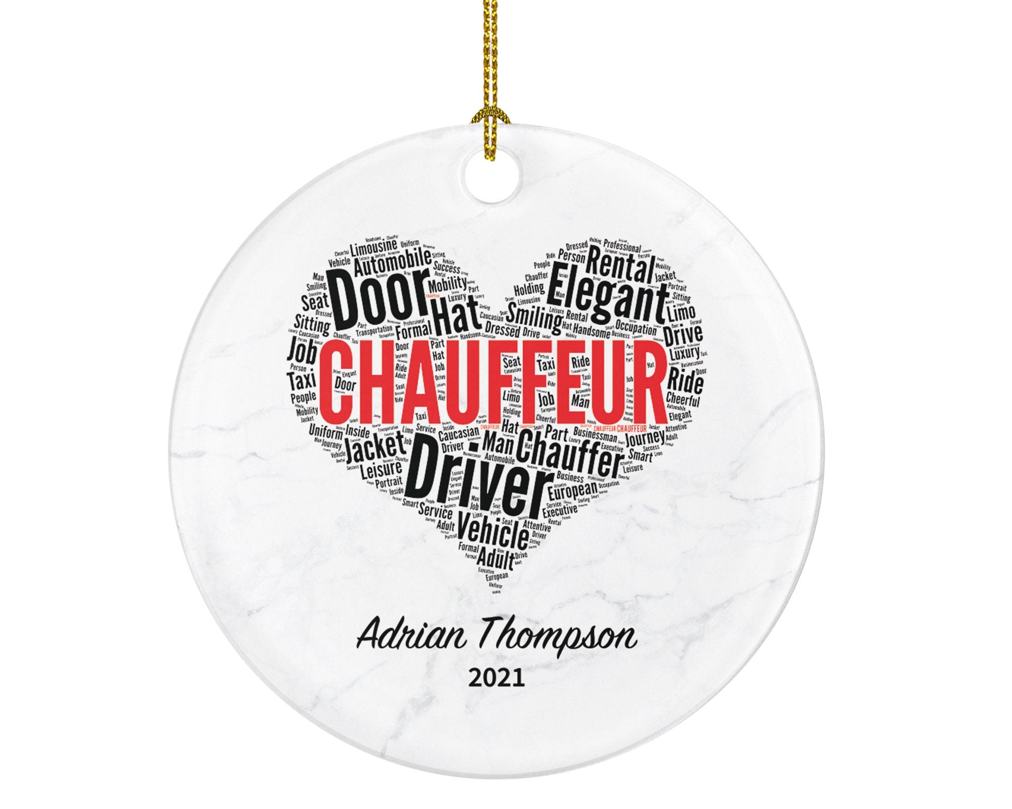 Chauffeur Christmas Ornament Personalized - Motor Vehicle Personal Vip Car Taxi Driver Gift - Custom Name Year