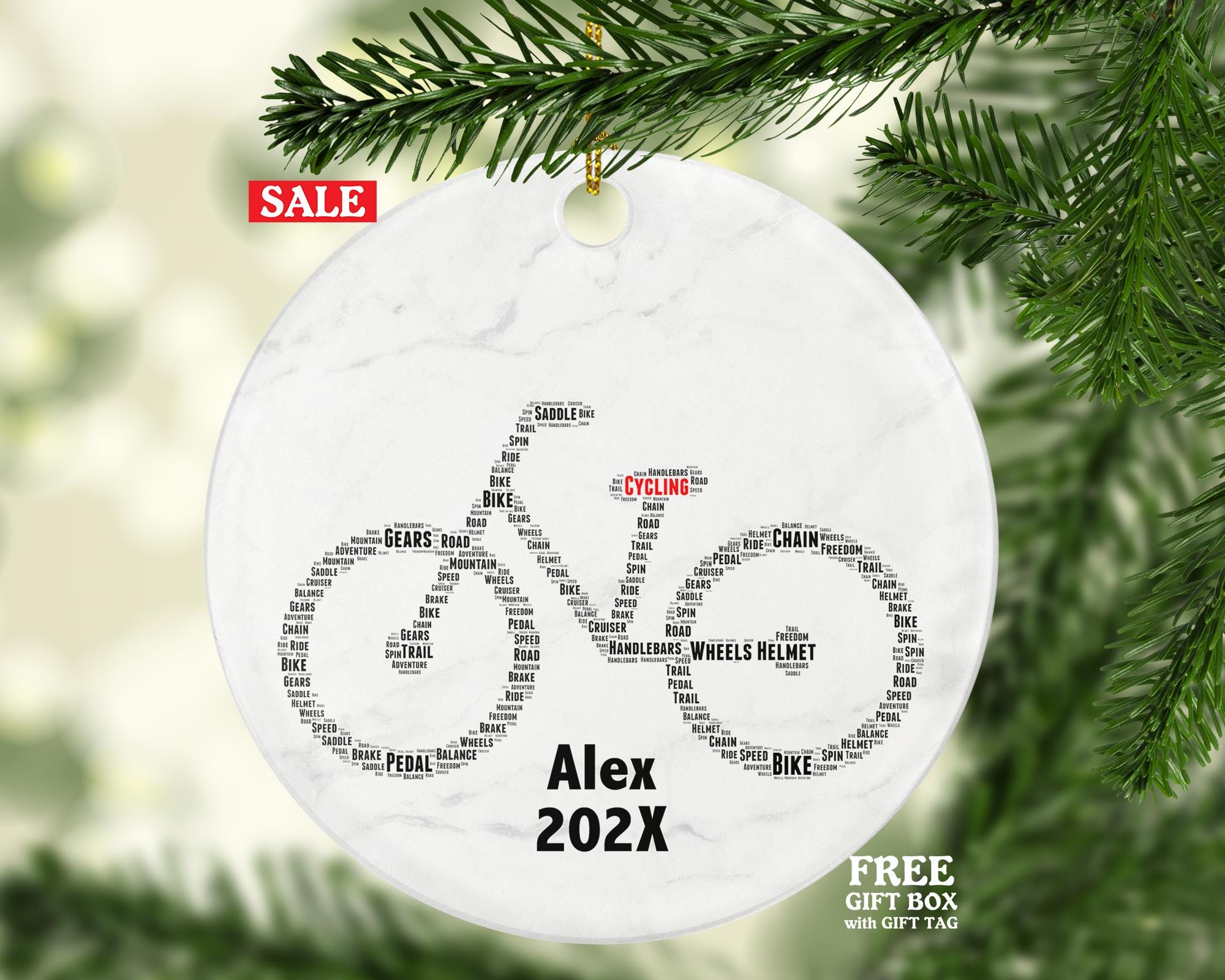 Personalized Cycling Christmas Ornament – Custom Bike Rider Gift – Road and Mountain Biking Ornament – Cyclist Holiday Keepsake