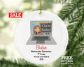 Distance Learning Virtual Class School Personalized Christmas Ornament - Survivor Pandemic Coronavirus Laptop Computer At Home