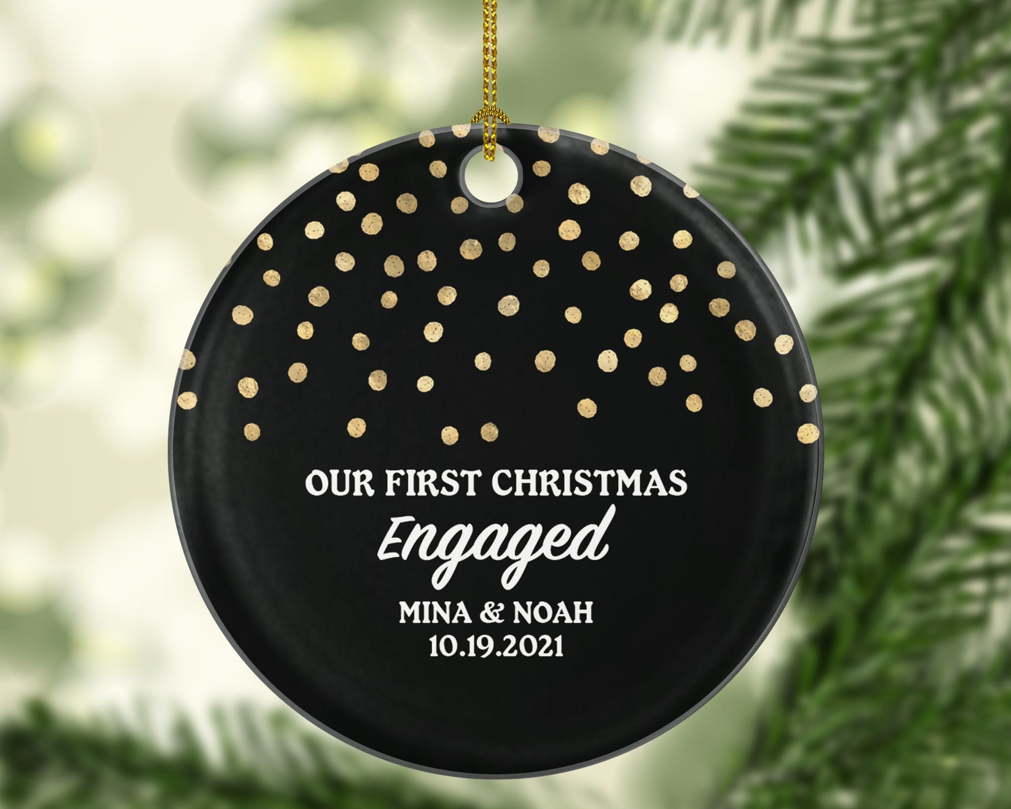 Personalized Engaged Christmas Ornament - Custom Engagement - First Christmas Engaged - Just Engaged