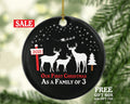 Our First Christmas As A Family Of Three 3 Ornament Deer Reindeer Kids Children Mom Dad New Mommy Daddy Baby Girl Boy Father Mother Newborn
