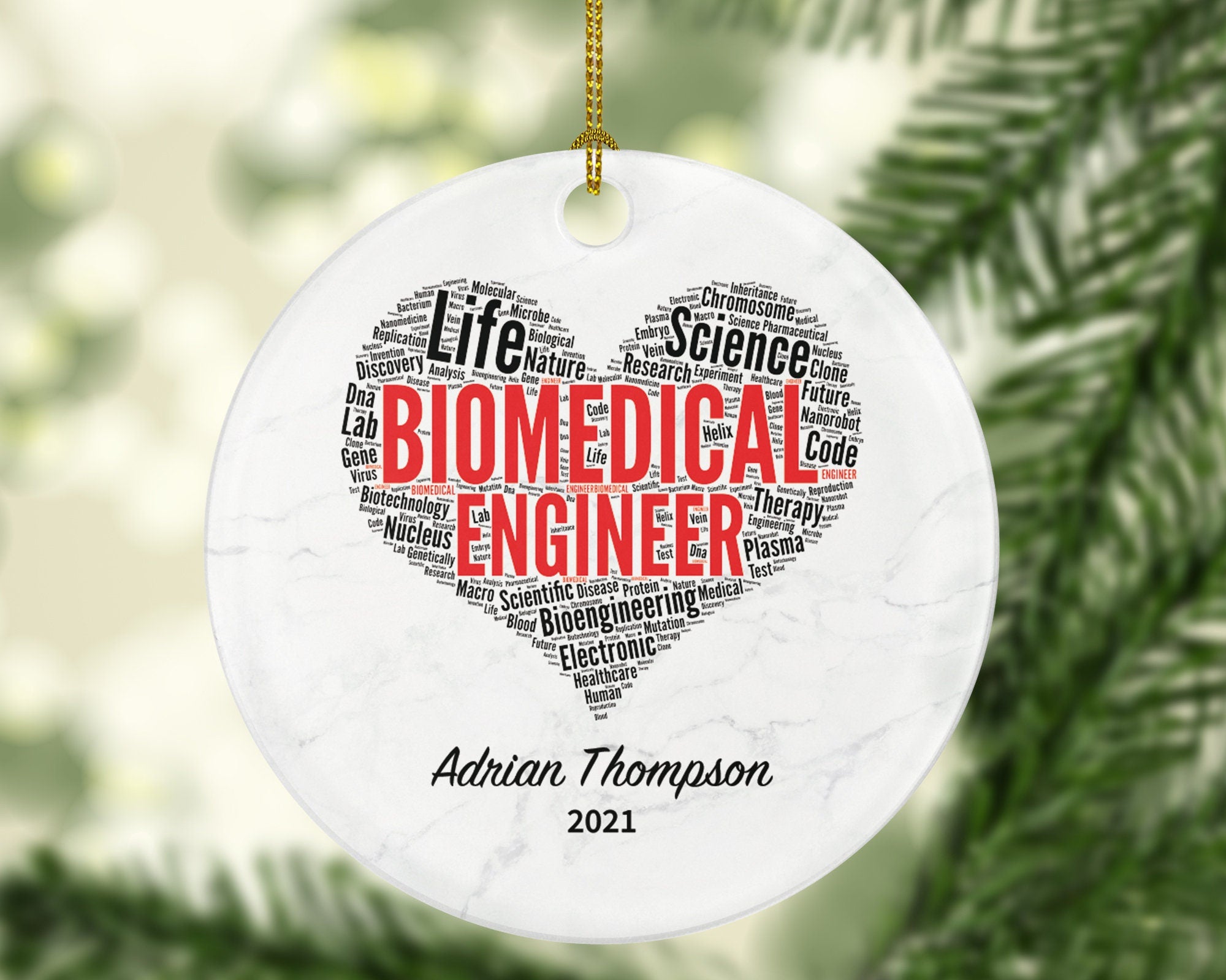 Biomedical Engineer Christmas Ornament Personalized, Biomedical Engineering Custom Gift