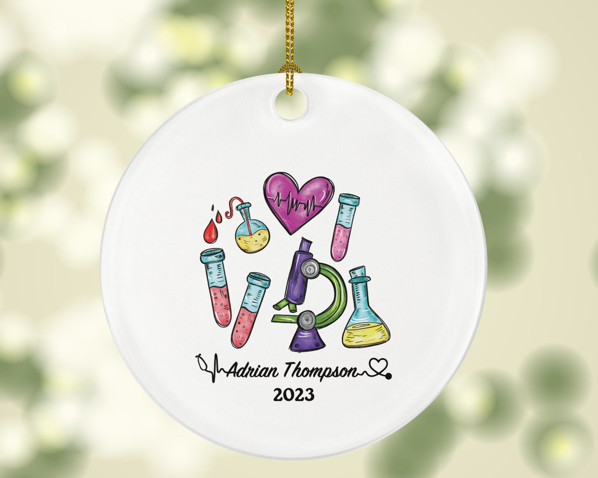 Laboratory Technician Christmas Ornament Personalized - Phlebotomist Gift, Healthcare Worker Essential Employee Appreciation, Hospital