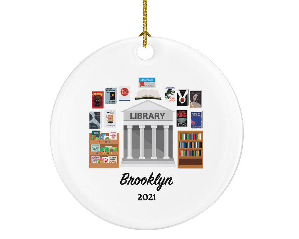 Librarian Christmas Ornament Personalized, Library Worker Bookworm Gift Custom Name