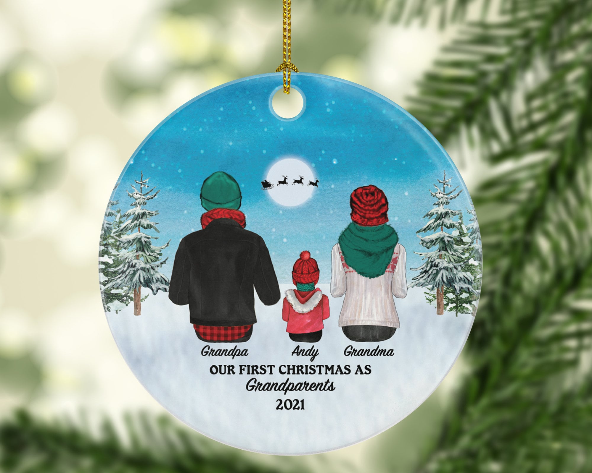 First Christmas As Grandparents Ornament - Personalized New Grandma and Grandpa Gift
