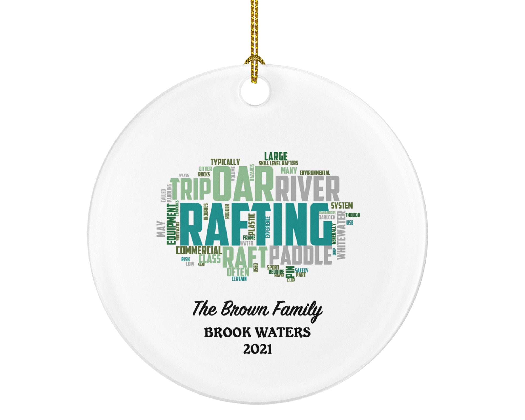 Rafting Christmas Ornament Personalized - River, Adventure, Outdoor Sports Custom Gift