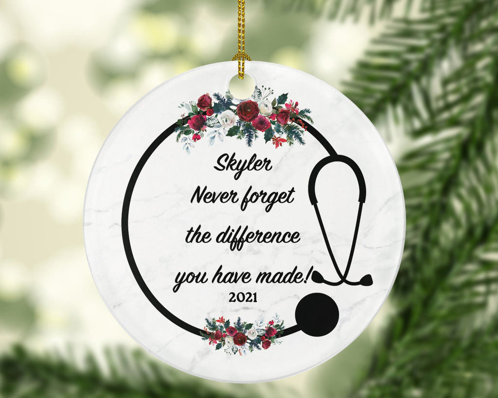 Personalized Medical Doctor Christmas Ornament Health Worker Gift from Patient for Nurse Physician Physical Therapist Practitioner MD RN PT
