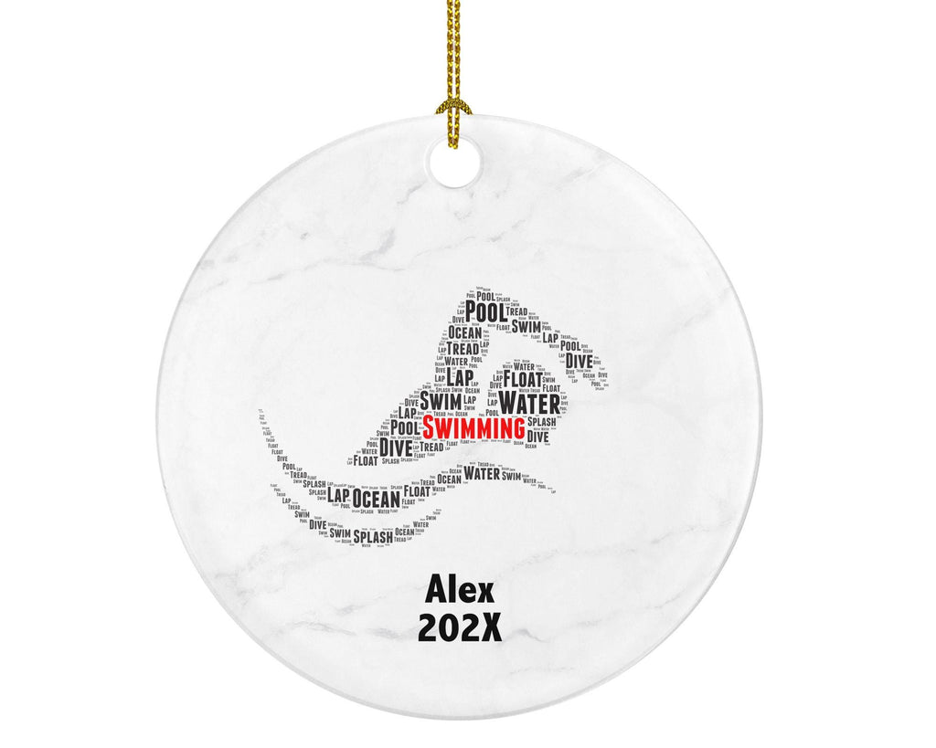 Personalized Swimming Ornament – Custom Swimmer Gift – Word Art Keepsake for Coaches, Athletes, and Swim Teams