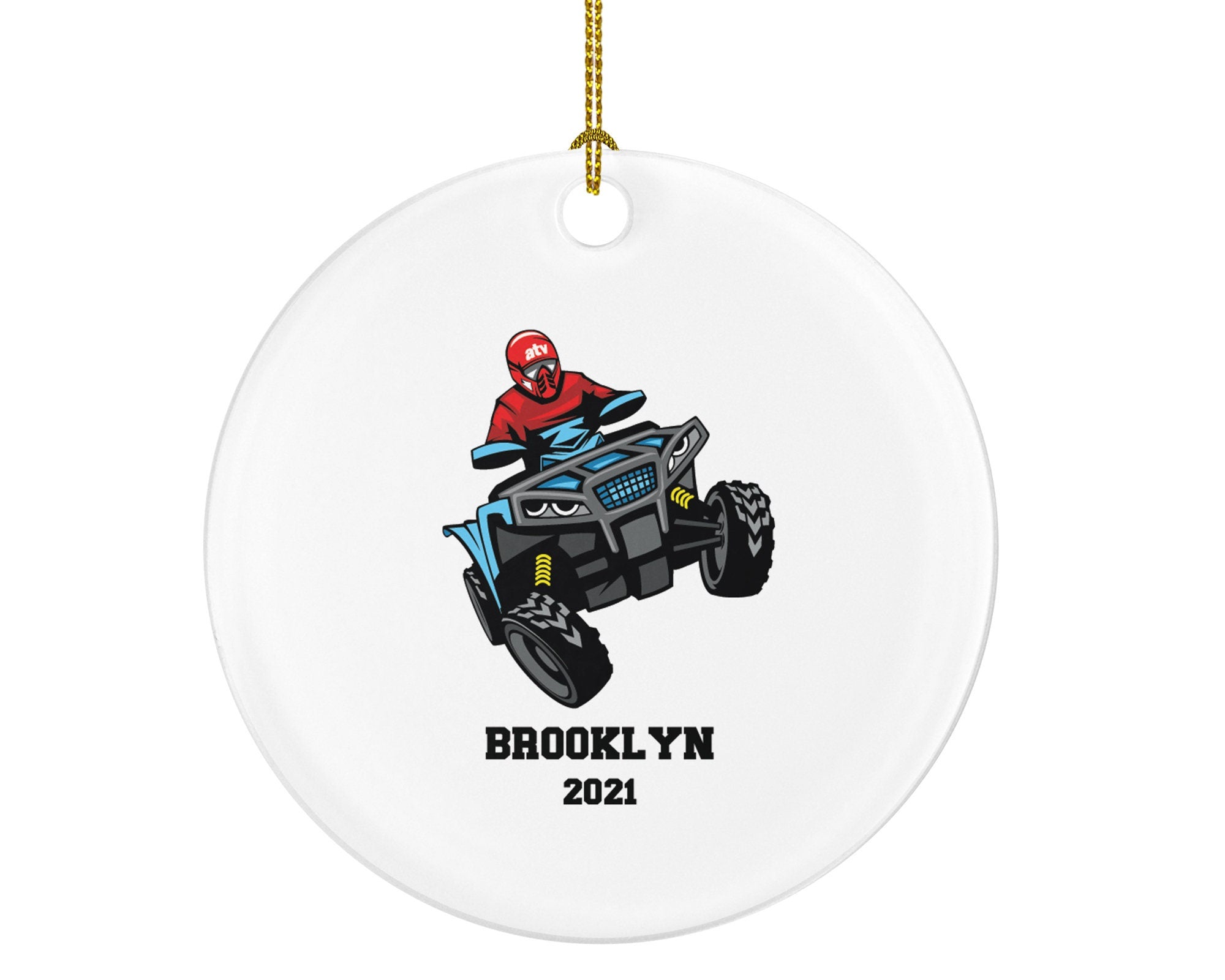 ATV Four Wheeler Christmas Ornament Personalized, Quad Bike Rider, 4 Wheeler UTV Gift