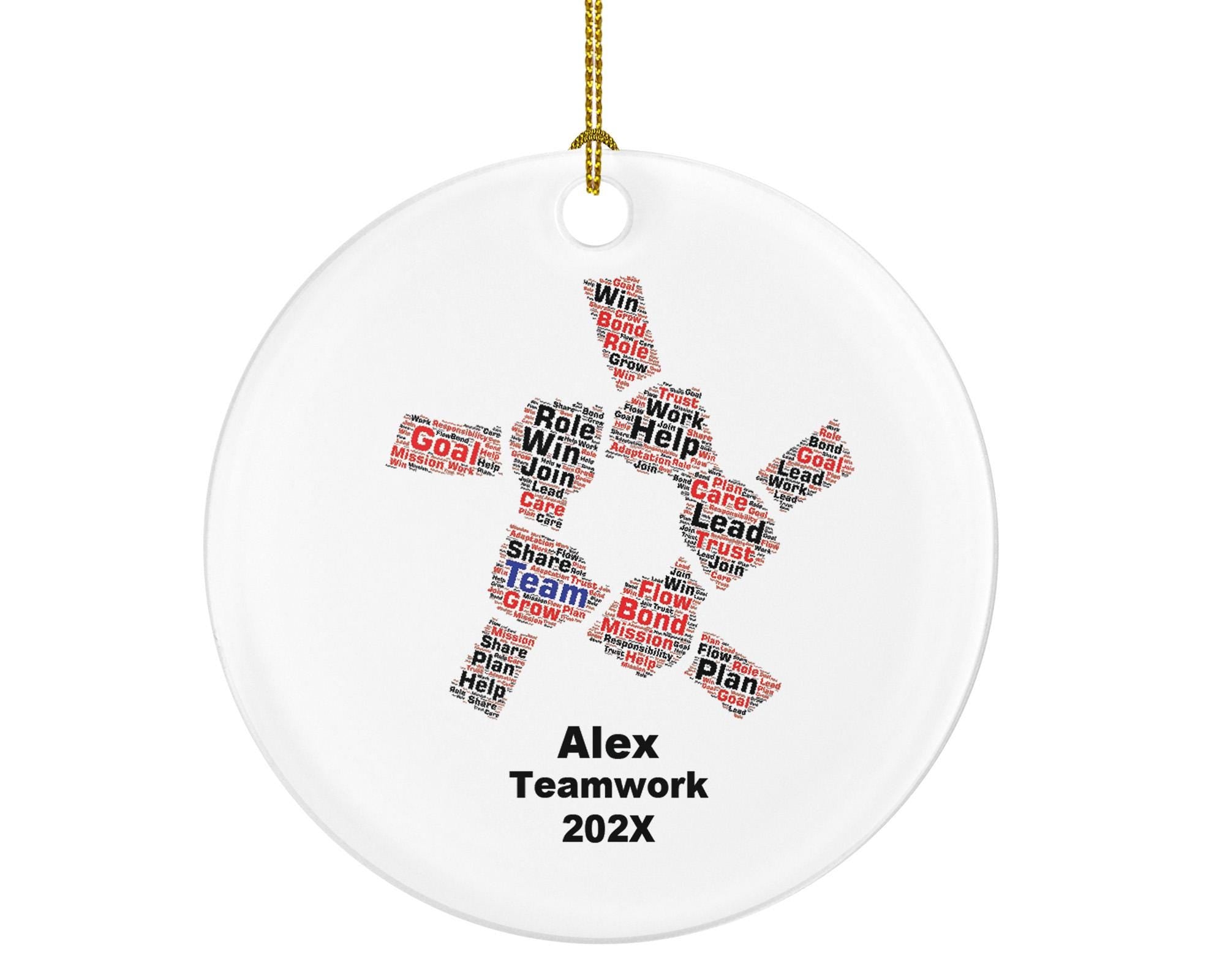 Custom Teamwork Ornament – Word Art Business Gift for Coworkers, Boss & Colleagues – Corporate Holiday Appreciation 202X
