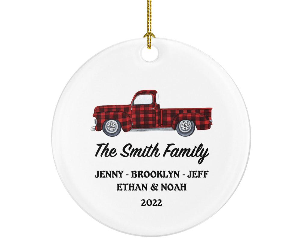 Family of 2 3 4 5 6 Christmas Ornament Personalized - Custom Gift for Family - Family Truck Farmhouse Rustic Decor Name Year