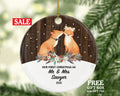 Personalized Our First Christmas as Mr & Mrs Ornament - Just Married Newlywed Wedding Bride Groom Love Couple Mr. and Mrs. Present Foxes