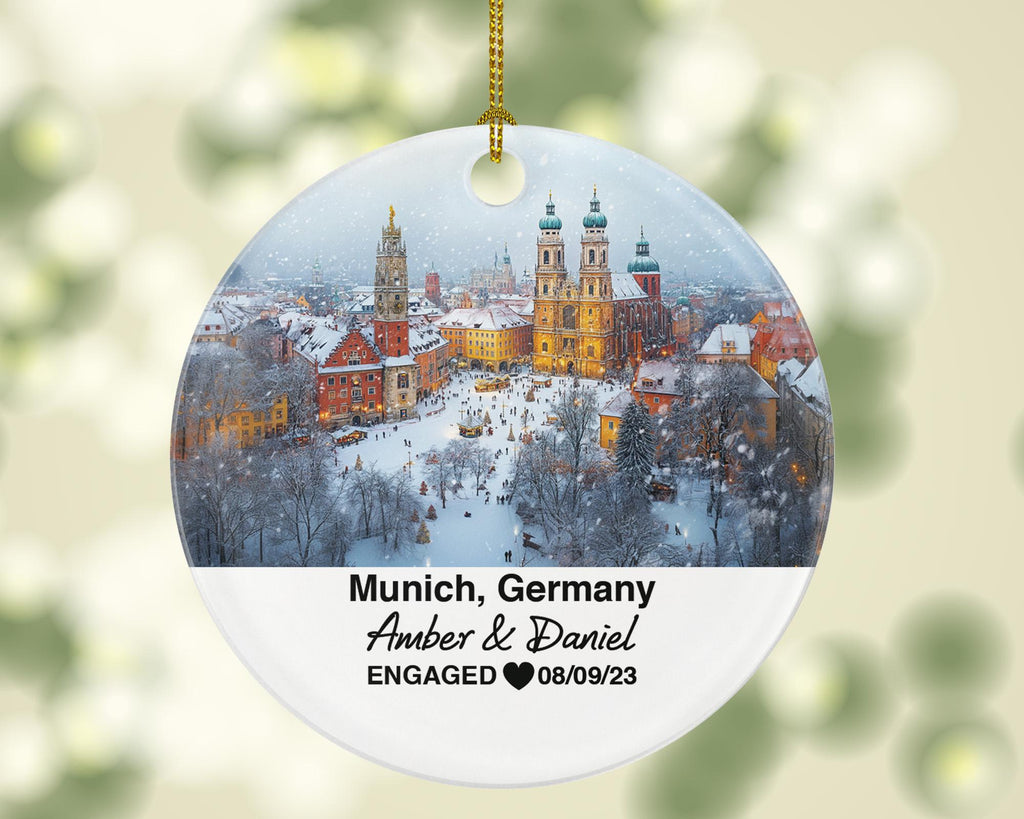 Custom Germany Munich Ornament – Personalized Marienplatz, Englischer Garten Keepsake, Couple Gift for Wedding or Honeymoon