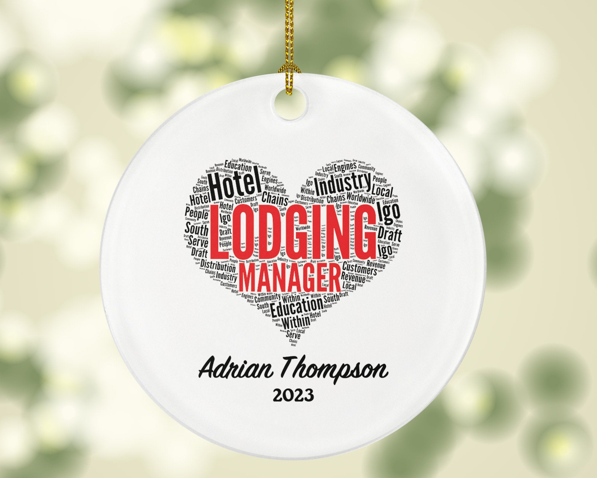 Lodging Manager Christmas Ornament Personalized - Gift for a Hotel Manager Custom Name