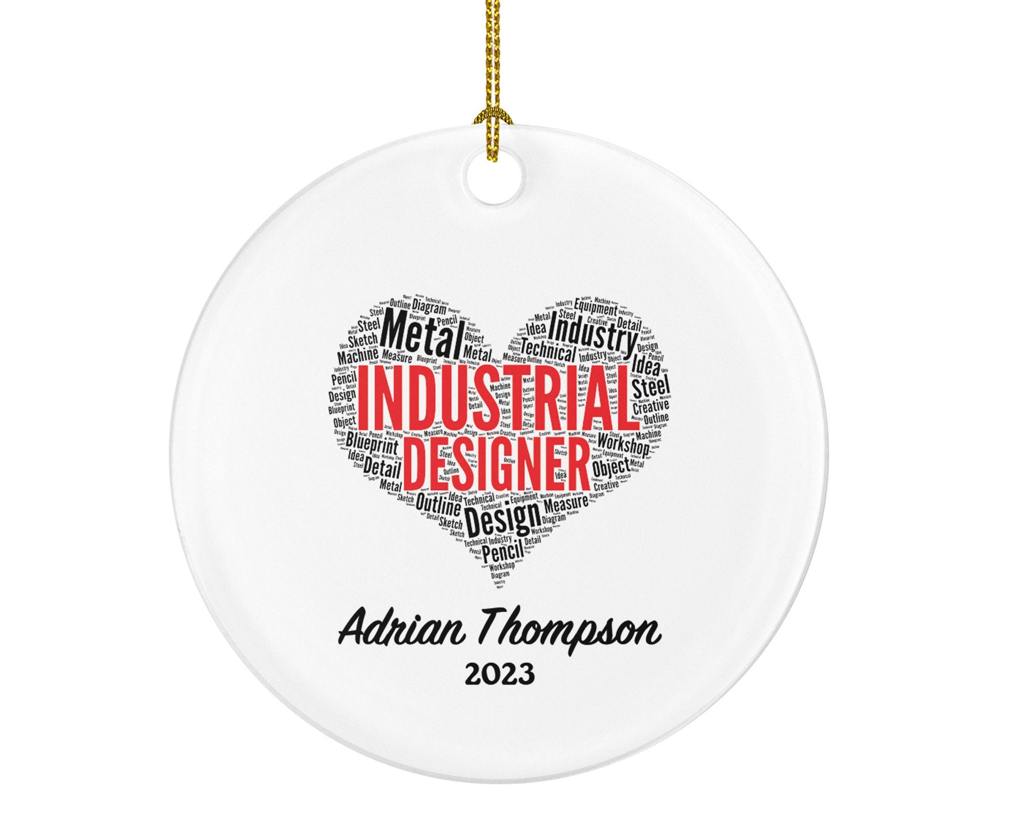 Industrial Designer Christmas Ornament Personalized - Industrial Designing Gift with Custom Name