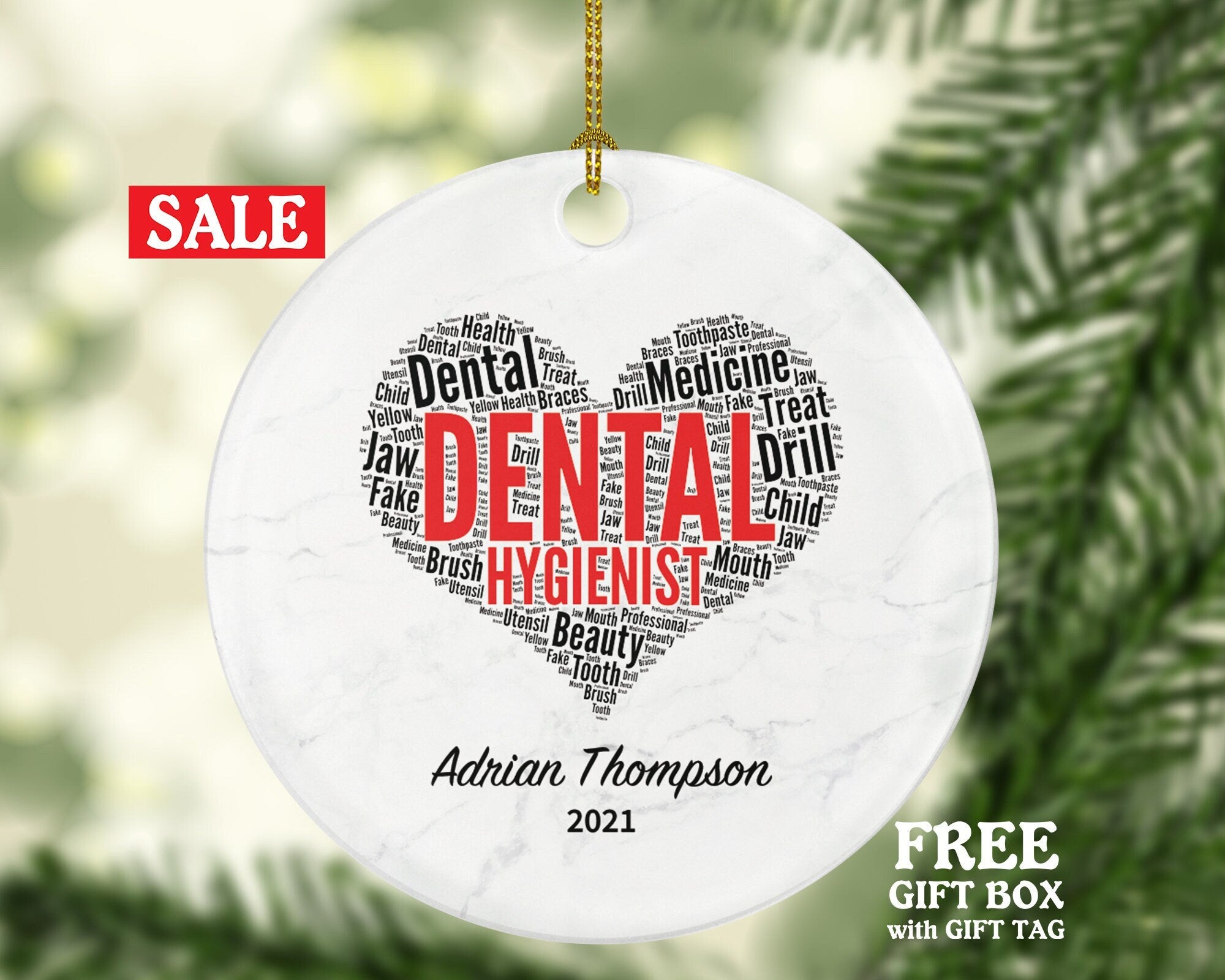 Dental Hygienist Christmas Ornament Personalized - Custom Name Gift
