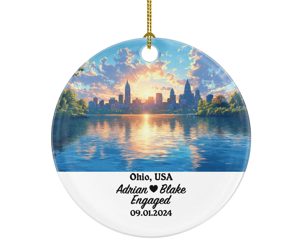 Ohio Christmas Ornament Personalized - OH Engaged Married Family Together Couple Travel Honeymoon Engagement Marriage