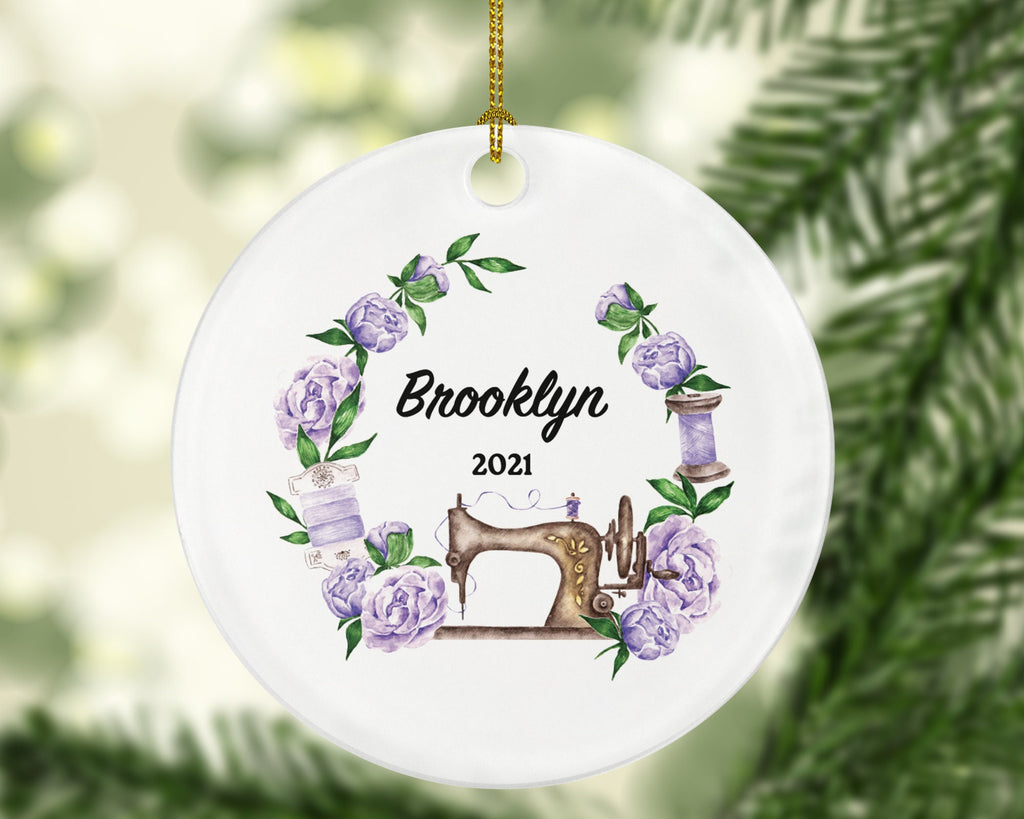 Sewing Christmas Ornament Personalized - Sewing Lover - Sewer Quilter Stitcher Tailor Custom Gift - Flowers