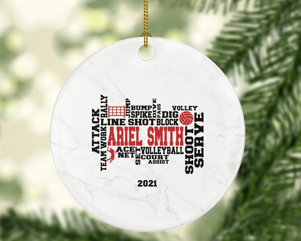 Volleyball Team Player Sports Christmas Ornament, Coach Gift Game Playing Personalized Gamer Custom Ball with Name Fan Hobby