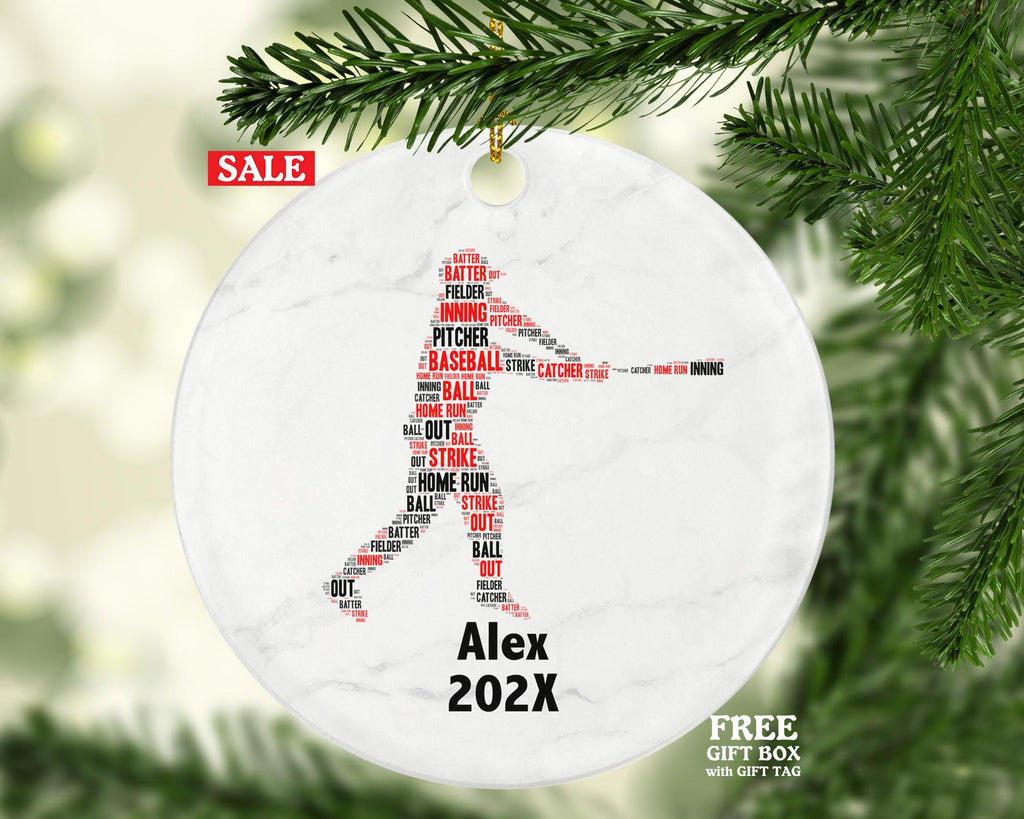 Personalized Baseball Christmas Ornament – Custom Sports Gift – Batter and Pitcher Ornament – Baseball Player Holiday Keepsake