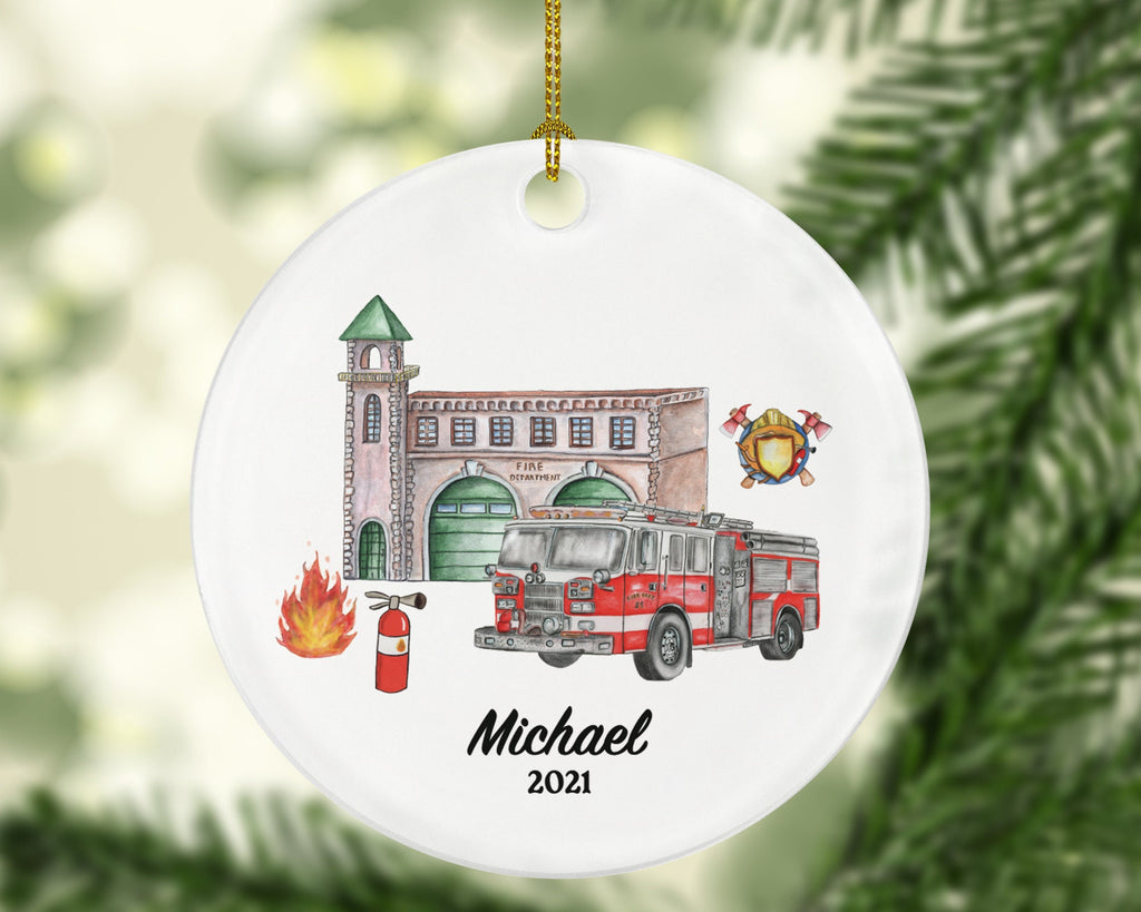 Firefighter Christmas Ornament Personalized - First Responder Holiday Custom Firefighter Thank You Gift Prayer for Firefighter Fireman