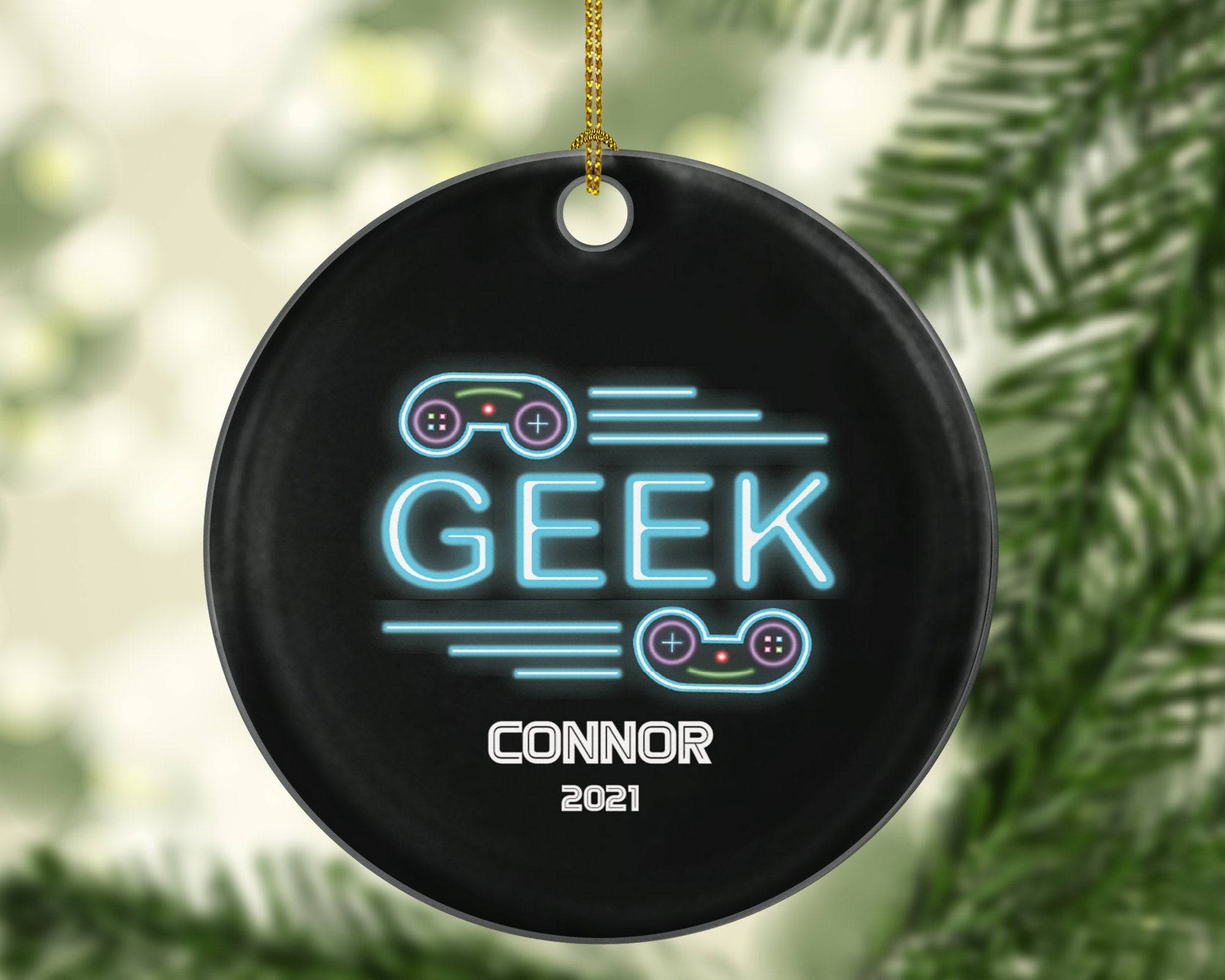 Geek Christmas Ornament Personalized