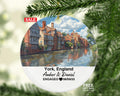 York England Ceramic Christmas Ornament – Personalized United Kingdom Keepsake, Custom Couple Gift for Wedding or Honeymoon
