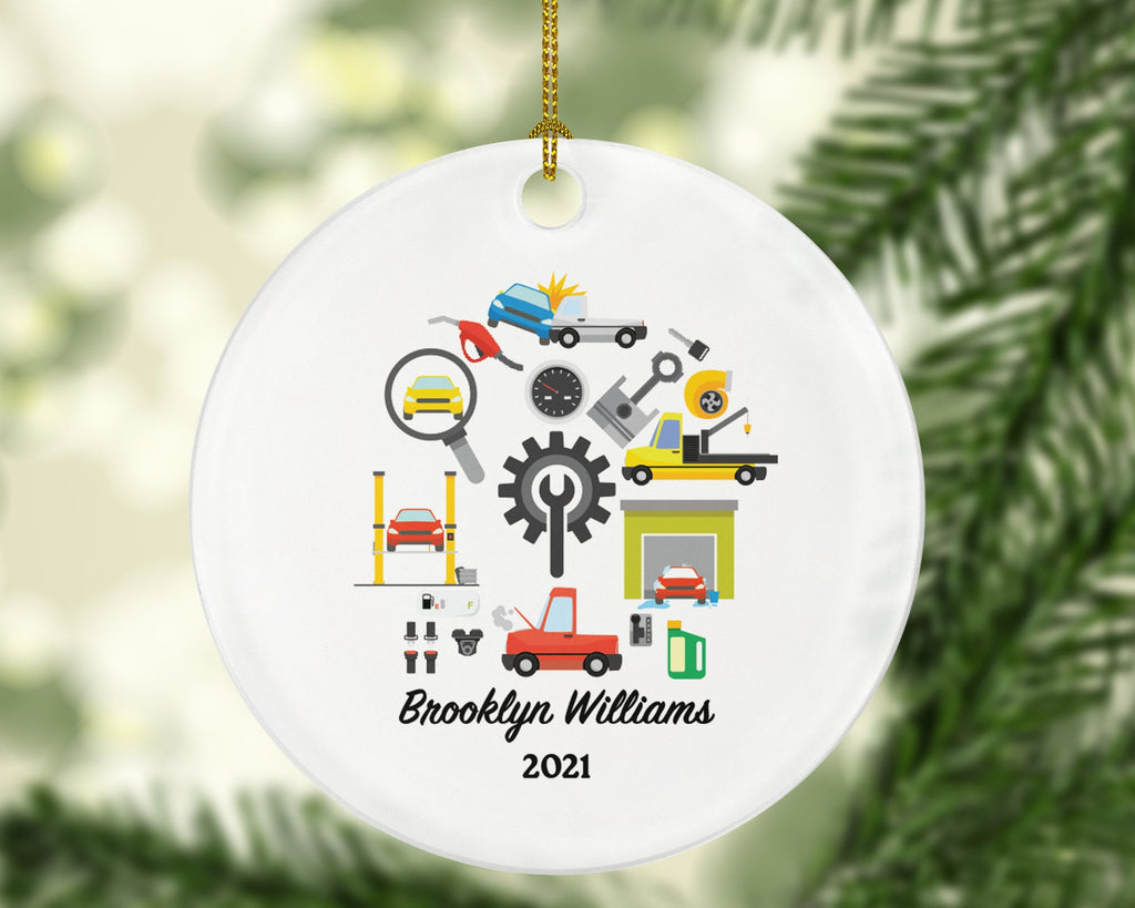 Car Mechanic Repair Man Christmas Ornament Personalized - Mechanical Engineer, Custom Gift for Husband Dad Him